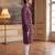 Mens purple silk blend ethnic motifs ikat printed kurta