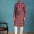 Mens purple silk blend ethnic motifs ikat printed kurta