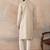 Mens peach linen blend geometric woven design kurta
