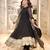 Black embroidered faux blooming anarkali gown set with dupatta