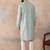 Mens green linen blend geometric woven design kurta