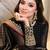 Black embroidered faux blooming anarkali gown set with dupatta