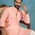 Mens pink jacquard ethnic motifs woven design kurta