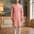 Mens pink jacquard ethnic motifs woven design kurta