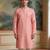 Mens pink jacquard ethnic motifs woven design kurta