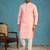 Mens pink jacquard ethnic motifs woven design kurta