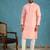 Mens pink jacquard ethnic motifs woven design kurta