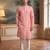 Mens pink jacquard ethnic motifs woven design kurta