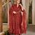 Maroon muslin digital print anarkali kurti pant & dupatta set
