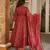 Maroon muslin digital print anarkali kurti pant & dupatta set