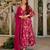Rani pink muslin digital print anarkali kurti pant & dupatta set