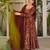Brown muslin digital print anarkali kurti pant & dupatta set