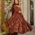 Brown muslin digital print anarkali kurti pant & dupatta set