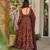 Brown muslin digital print anarkali kurti pant & dupatta set