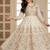 Off white fuax blooming  party wear embroidery anarkali  suit set