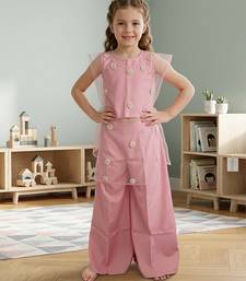 Pastel pink embroidered cotton silk co ord set