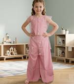 Pastel pink embroidered cotton silk co ord set