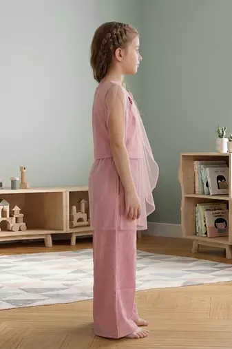 Pastel pink embroidered cotton silk co ord set