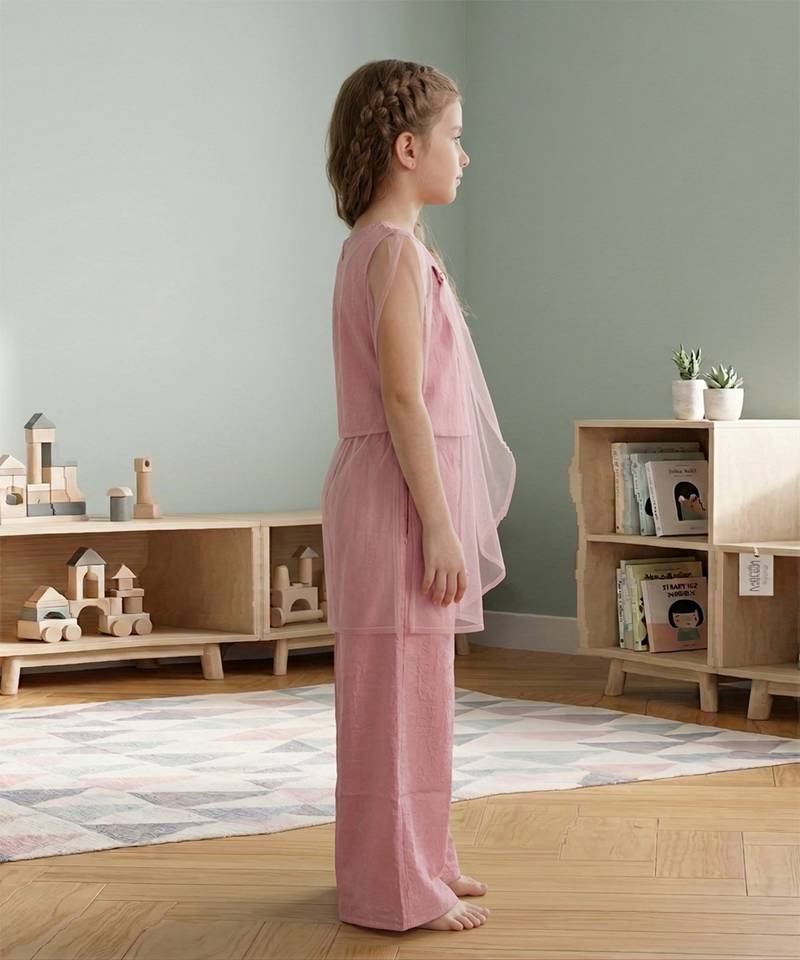 Pastel pink embroidered cotton silk co ord set