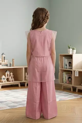 Pastel pink embroidered cotton silk co ord set