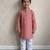 Peach pink printed cotton kurta pyjama