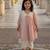 Off white pink printed cotton anarkali kurti set