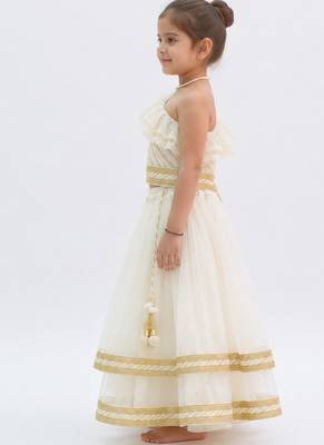 Off white embroidered net lehenga set 2