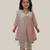 Off white pink printed cotton anarkali kurti set