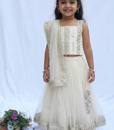 Off white embroidered net lehenga set