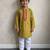 Lime green printed cotton kurta pyjama