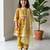 Lime green printed cotton kurti set