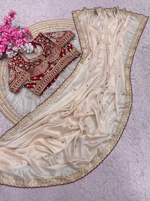 Off White Color C -pallu sequence  coding embroidery work with  Sequence Butti Silk Blend Saree 2