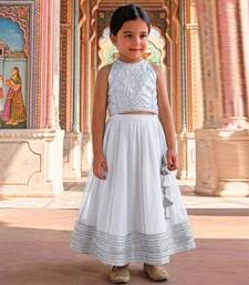 White embroidered brocade lehenga set