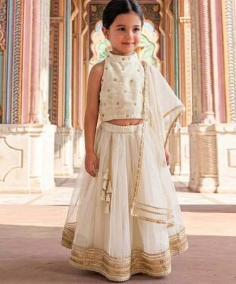 white embroidered silk lehenga set 1