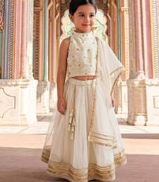 white embroidered silk lehenga set