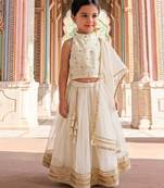 white embroidered silk lehenga set