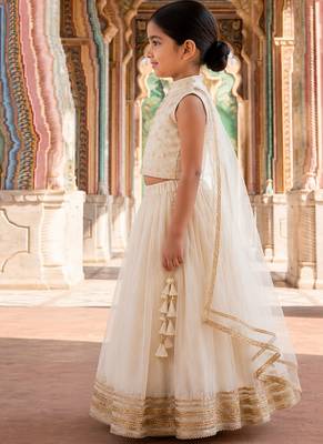 white embroidered silk lehenga set 2