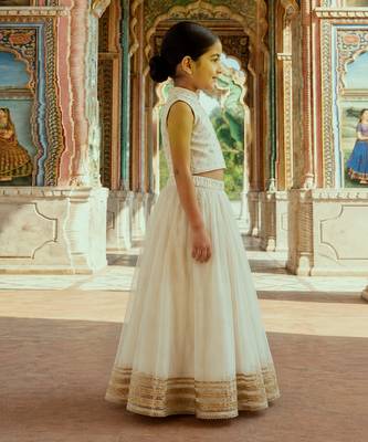 white embroidered silk lehenga set 3