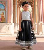 Silver black embroidered brocade lehenga set