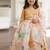 Beige off white printed silk lehenga set