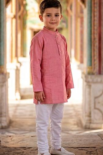 Peach pink cotton kurta pyjama