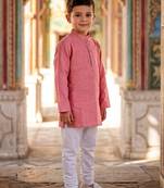 Peach pink cotton kurta pyjama