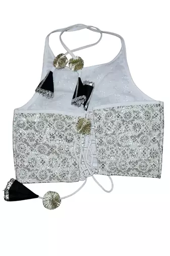 Silver black embroidered brocade lehenga set