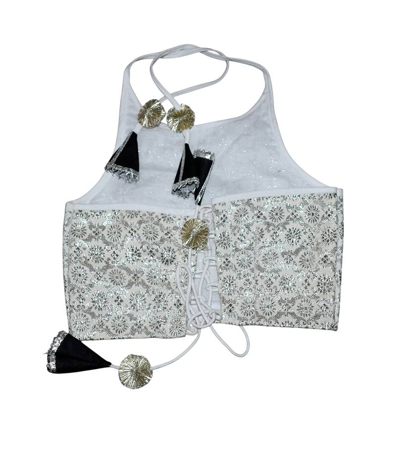 Silver black embroidered brocade lehenga set