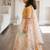 Beige off white printed silk lehenga set
