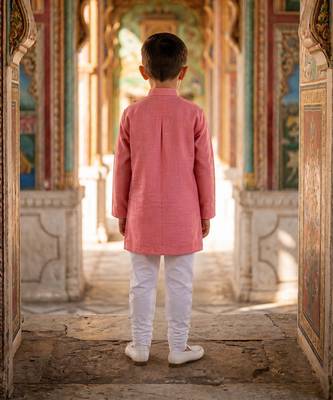 Peach pink cotton kurta pyjama 2