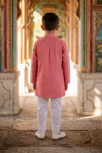 Peach pink cotton kurta pyjama