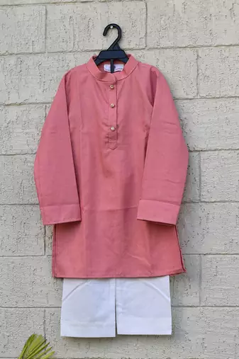 Peach pink cotton kurta pyjama