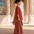 Rust red printed cotton kurti set