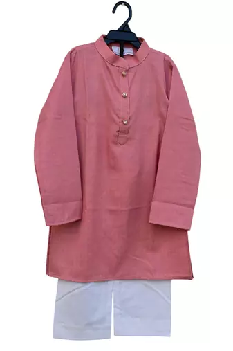 Peach pink cotton kurta pyjama
